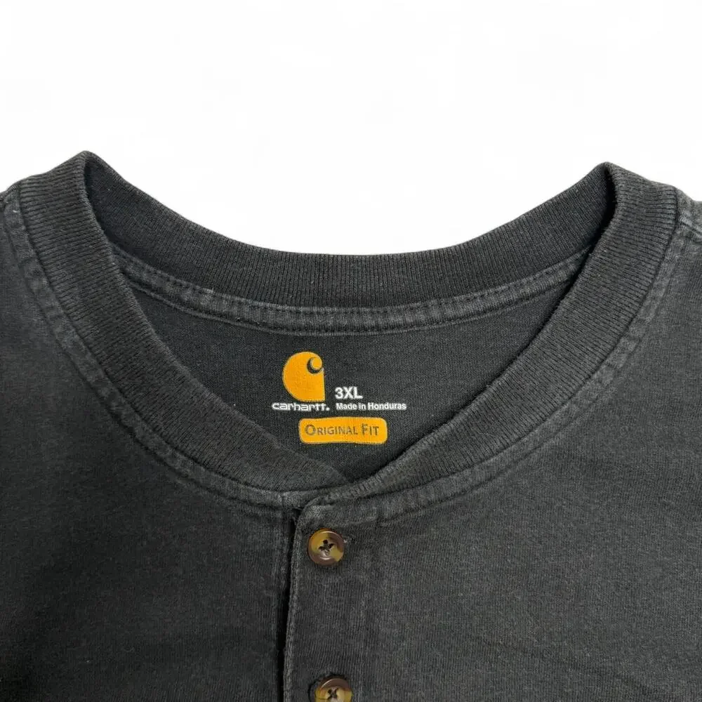 Carhartt Grey Henley Pocket T Shirt 3XL Original Fit Workwear Heavy - Picture 3 of 5